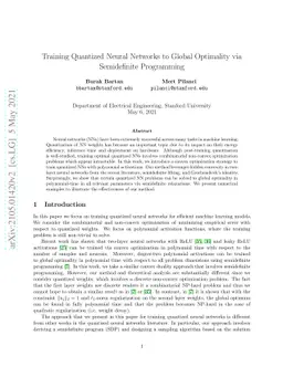 Training Quantized Neural Networks to Global Optimality via Semidefinite
  Programming