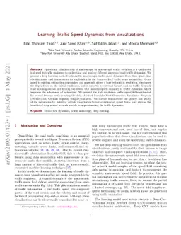 Learning Traffic Speed Dynamics from Visualizations
