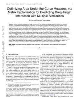 Optimizing Area Under the Curve Measures via Matrix Factorization for
  Predicting Drug-Target Interaction with Multiple Similarities