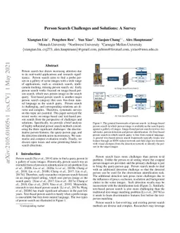 Person Search Challenges and Solutions: A Survey