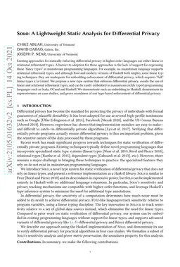 Solo: A Lightweight Static Analysis for Differential Privacy