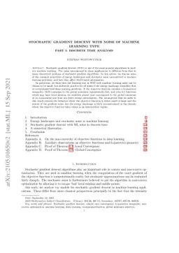 Stochastic gradient descent with noise of machine learning type. Part I:
  Discrete time analysis