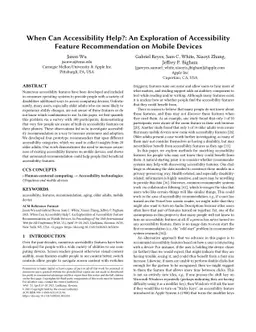 When Can Accessibility Help?: An Exploration of Accessibility Feature
  Recommendation on Mobile Devices