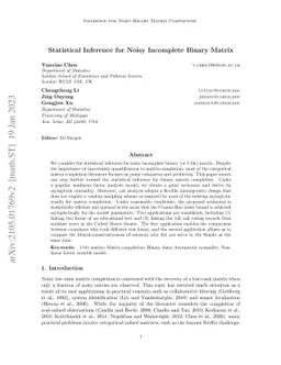 Statistical Inference for Noisy Incomplete Binary Matrix