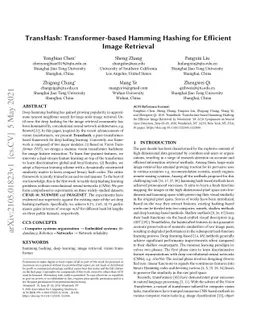 TransHash: Transformer-based Hamming Hashing for Efficient Image
  Retrieval