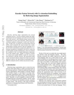 Encoder Fusion Network with Co-Attention Embedding for Referring Image
  Segmentation