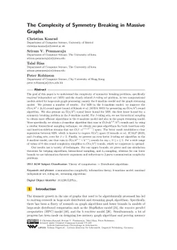 The Complexity of Symmetry Breaking in Massive Graphs