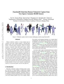 Function4D: Real-time Human Volumetric Capture from Very Sparse Consumer
  RGBD Sensors