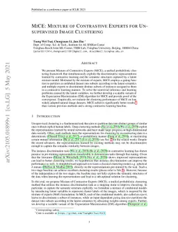 MiCE: Mixture of Contrastive Experts for Unsupervised Image Clustering