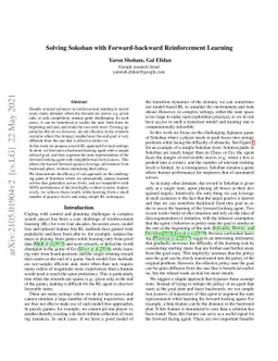 Solving Sokoban with forward-backward reinforcement learning