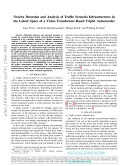 Novelty Detection and Analysis of Traffic Scenario Infrastructures in
  the Latent Space of a Vision Transformer-Based Triplet Autoencoder
