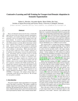 Contrastive Learning and Self-Training for Unsupervised Domain
  Adaptation in Semantic Segmentation
