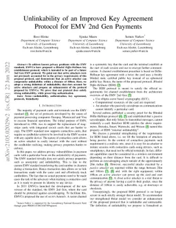 Unlinkability of an Improved Key Agreement Protocol for EMV 2nd Gen
  Payments