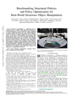 Benchmarking Structured Policies and Policy Optimization for Real-World
  Dexterous Object Manipulation