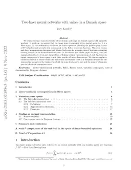 Two-layer neural networks with values in a Banach space