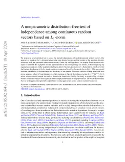 A nonparametric distribution-free test of independence among continuous
  random vectors based on \texorpdfstring{$L_1$}{}-norm