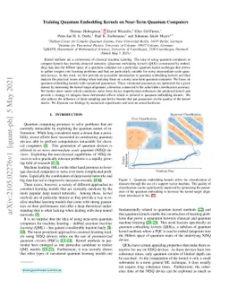 Training Quantum Embedding Kernels on Near-Term Quantum Computers