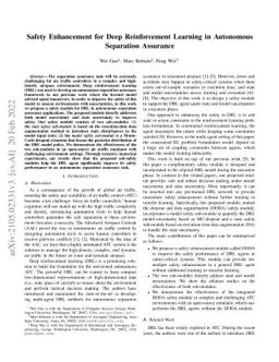 Safety Enhancement for Deep Reinforcement Learning in Autonomous
  Separation Assurance