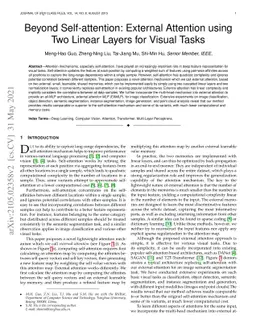 Beyond Self-attention: External Attention using Two Linear Layers for
  Visual Tasks