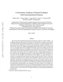 A Geometric Analysis of Neural Collapse with Unconstrained Features