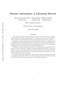 Remote Attestation: A Literature Review