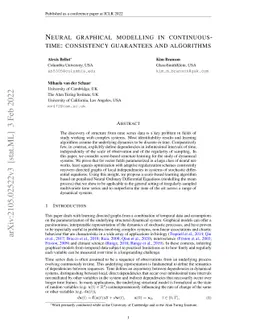 Neural graphical modelling in continuous-time: consistency guarantees
  and algorithms