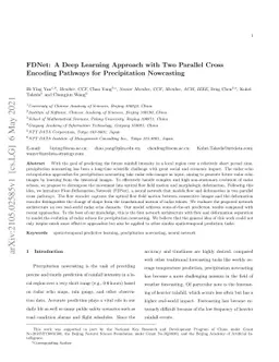 FDNet: A Deep Learning Approach with Two Parallel Cross Encoding
  Pathways for Precipitation Nowcasting