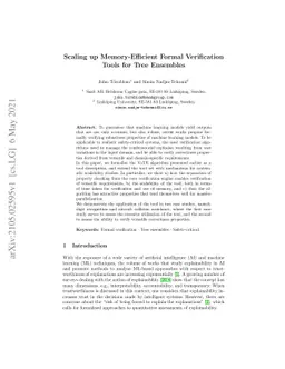 Scaling up Memory-Efficient Formal Verification Tools for Tree Ensembles
