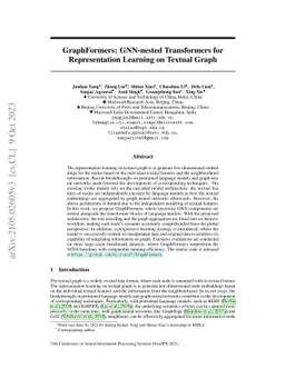 GraphFormers: GNN-nested Transformers for Representation Learning on
  Textual Graph