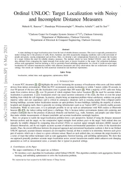 Ordinal UNLOC: Target Localization with Noisy and Incomplete Distance
  Measures