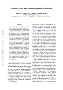 Learning to Perturb Word Embeddings for Out-of-distribution QA