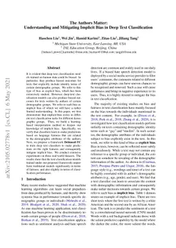 The Authors Matter: Understanding and Mitigating Implicit Bias in Deep
  Text Classification