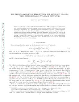 The replica-symmetric free energy for Ising spin glasses with
  orthogonally invariant couplings