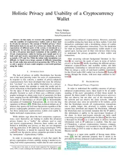 Holistic Privacy and Usability of a Cryptocurrency Wallet