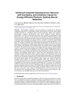 Izhikevich-Inspired Optoelectronic Neurons with Excitatory and
  Inhibitory Inputs for Energy-Efficient Photonic Spiking Neural Networks