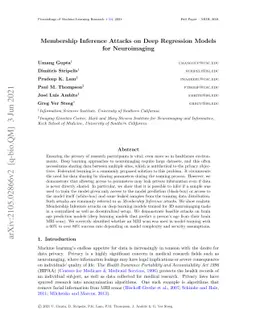 Membership Inference Attacks on Deep Regression Models for Neuroimaging