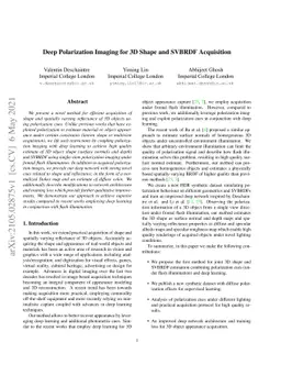 Deep Polarization Imaging for 3D shape and SVBRDF Acquisition