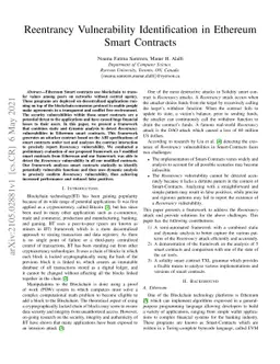 Reentrancy Vulnerability Identification in Ethereum Smart Contracts