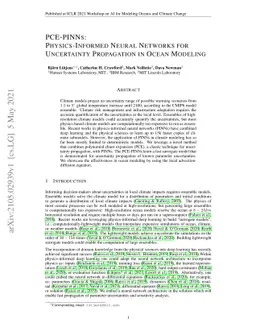 PCE-PINNs: Physics-Informed Neural Networks for Uncertainty Propagation
  in Ocean Modeling