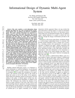 Informational Design of Dynamic Multi-Agent System