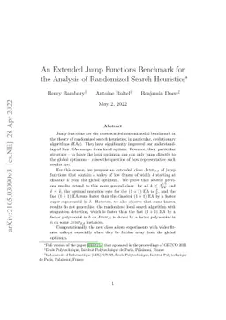An Extended Jump Functions Benchmark for the Analysis of Randomized
  Search Heuristics