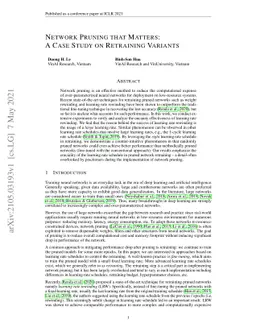 Network Pruning That Matters: A Case Study on Retraining Variants