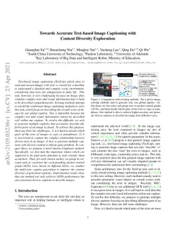 Towards Accurate Text-based Image Captioning with Content Diversity
  Exploration