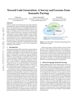 Toward Code Generation: A Survey and Lessons from Semantic Parsing