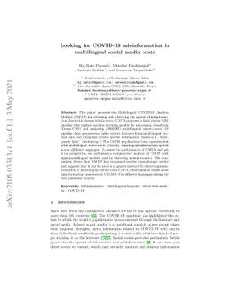 Looking for COVID-19 misinformation in multilingual social media texts