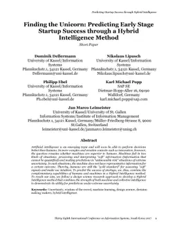 Finding the unicorn: Predicting early stage startup success through a
  hybrid intelligence method