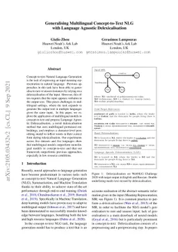 Generalising Multilingual Concept-to-Text NLG with Language Agnostic
  Delexicalisation