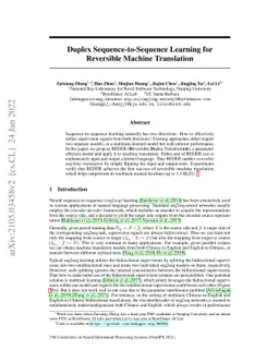 Duplex Sequence-to-Sequence Learning for Reversible Machine Translation