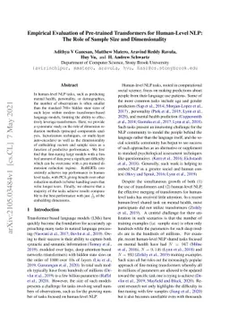 Empirical Evaluation of Pre-trained Transformers for Human-Level NLP:
  The Role of Sample Size and Dimensionality