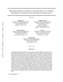 Reinforcement Learning and Control of a Lower Extremity Exoskeleton for
  Squat Assistance